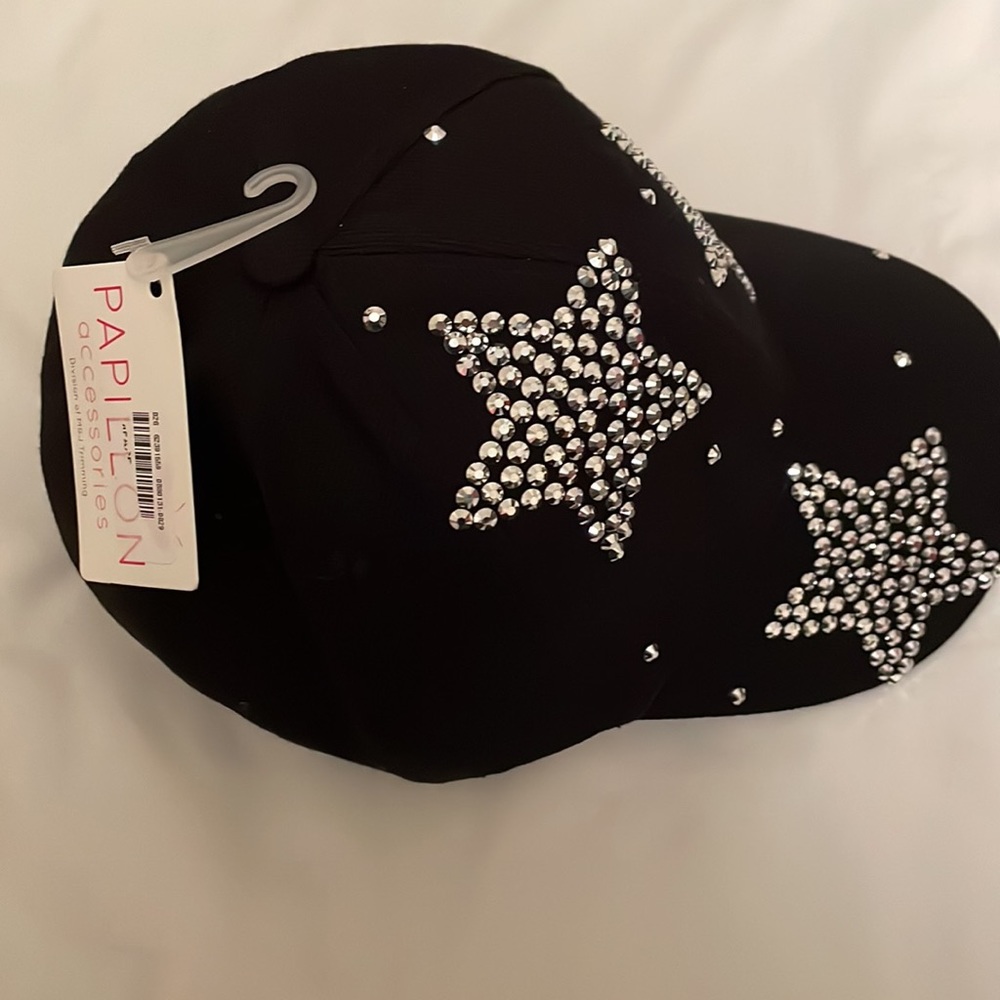 NWT Studded baseball cap. Black with silver stars. Adjustable. - Picture 4 of 8